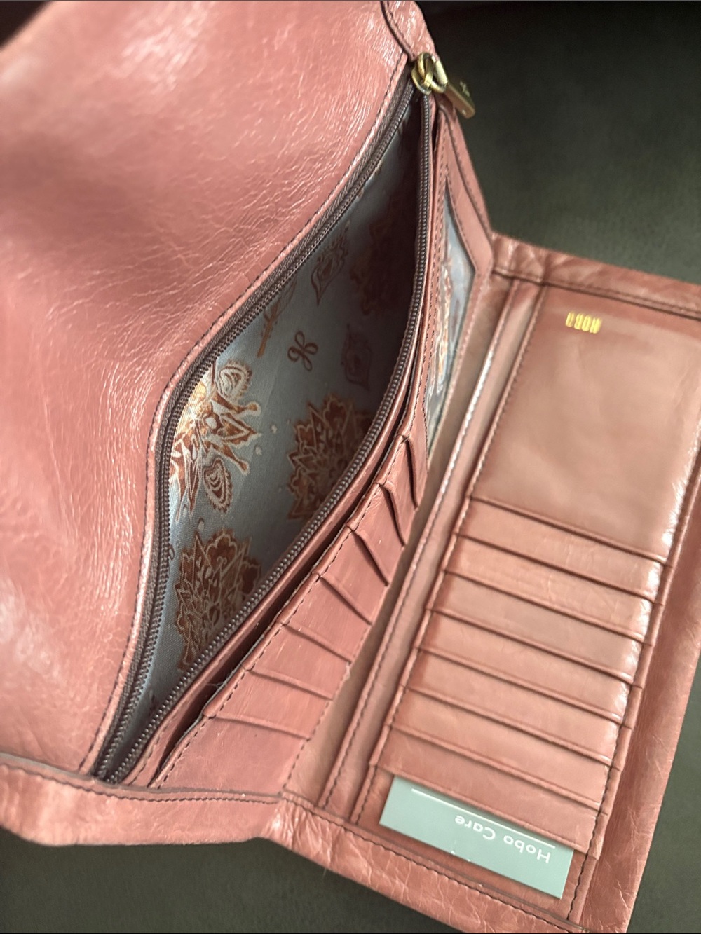 HOBO Pink Leather Fold-Over Clutch Wallet - Women - Picture 8 of 15